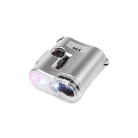 Microscopio portatile compatto con torcia, illuminazione LED, ingrandimento X60, LED UV