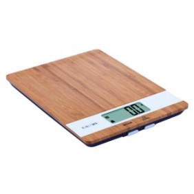 Bilancia da cucina, superficie in legno di bambù, portata 5 kg, schermo LCD, marrone