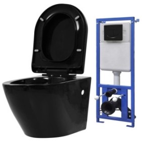 WC sospeso con serbatoio integrato, nero, ceramica 3054478