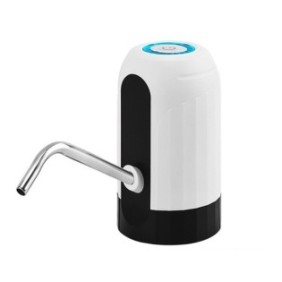 Pompa elettrica per borraccia, dispenser acqua portatile, ricaricabile, cavo USB, bianco/nero, 12,5x7 cm