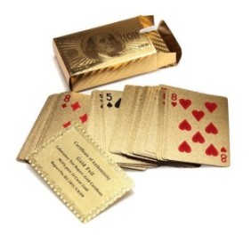 Set di 54 carte da gioco, Plastica, 8,2x5,8 cm, Oro