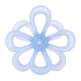 Giocattolo da dentizione 3D con fiori ricci, GiliGums®, silicone, da 3 mesi +, blu