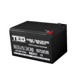 Batteria AGM VRLA, 12V 12,5A, dimensioni 151mm x 98mm xh 95mm, F2, TED Battery Expert Holland