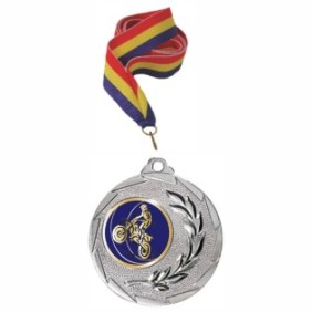 Medaglia d'Argento Motociclismo Fuoristrada con cordino tricolore da 11 mm