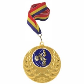 Medaglia d'oro di motociclismo fuoristrada con cordino 11 mm tricolore