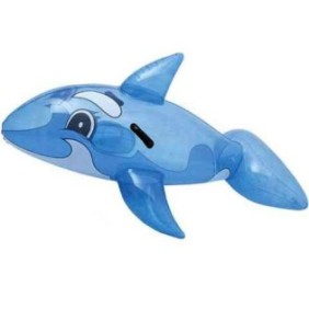 Delfino gonfiabile con maniglia, blu, dimensioni 155x 77x 66 cm