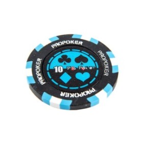 Gettone Pro Poker - Argilla - 14 g - Colore blu, con iscrizione 10