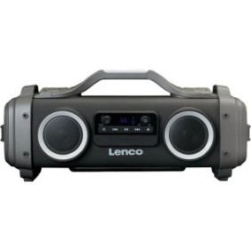 LENCO SPR-200BK Altoparlanti portatili, 50 W, Bluetooth, radio FM, MicroSD, impermeabile, nero-grigio