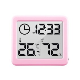 Igrometro e termometro digitale per ambienti con orologio, rosa