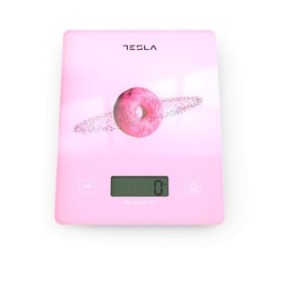 Bilancia da cucina Tesla KS101P, carico massimo 5 kg, schermo LCD, funzione Country, rosa