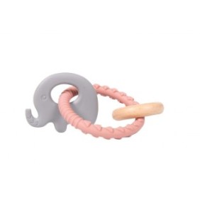 Anello giocattolo con sonaglio elefante Bo Jungle, rosa