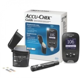 Glucometro Accu-Chek Guide con dispositivo di iniezione, 10 strisce reattive e 6 lancette
