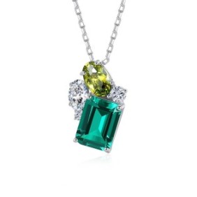 Collana da donna, Argento/Smeraldo, Verde