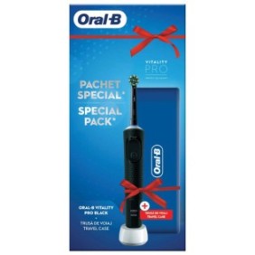 Spazzolino elettrico Oral-B Vitality Pro, pulizia 2D, 3 programmi, 1 caricatore, 1 estremità, kit da viaggio, nero