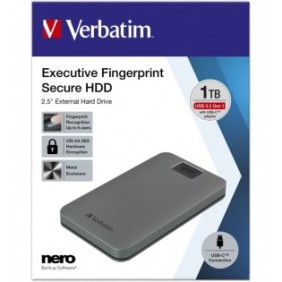 HDD esterno Verbatim Executive Fingerprint Secure 1TB USB3.2G1/USB-C, Argento