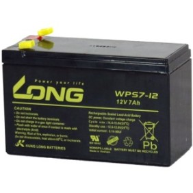Batteria WPS7-12 F1 LUNGA, 12V 7Ah, terminali F1 per allarmi