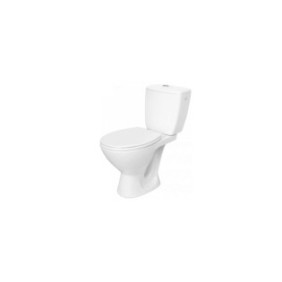 Set WC compatto Scarico verticale, Serbatoio in ceramica, Copri WC in polipropilene bianco, Attacco WC eccentrico, Meccanismo WC, Set fissaggio a pavimento