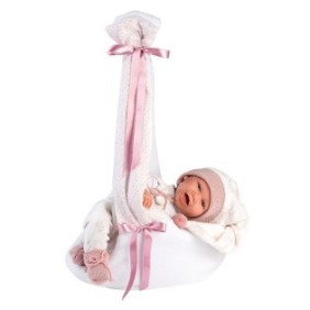Bambola interattiva Llorens - Mimi, cestino bianco, cono, 42 cm