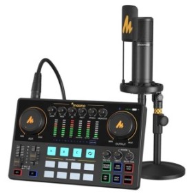 Set professionale Maono AME2A Scheda audio tutto in uno, mixer, microfono XLR cardioide per podcast, live streaming
