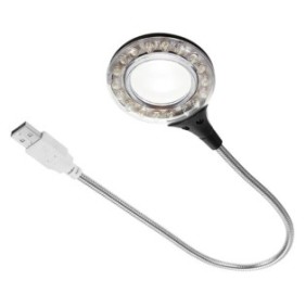 Lampada LED USB, braccio flessibile in metallo, nera