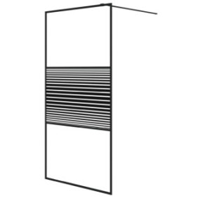 vidaXL parete doccia walk-in, nera, 100x195 cm, vetro ESG trasparente