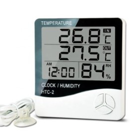 Termometro digitale, Temperatura interna/esterna, Orologio, Igrometro, Display LCD, Bianco