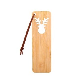 Segnalibro, Sfumato, Bambù, motivo cervo natalizio, 40×130×2 mm, Naturale