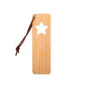 Segnalibro, Sfumato, Bambù, Motivo stella, 40×130×2 mm, Naturale