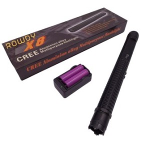 Batone elettrico e torcia IdeallStore®, Rowdy X8, metallico, 35 cm, nero