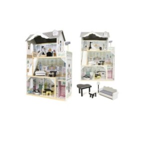 Casa delle bambole in legno MDF con mobili LED XXL da 122 cm
