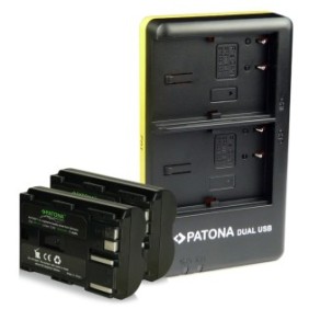 Pacchetto caricatore doppio USB e 2 batterie Patona Premium per Canon BP-511 BP-512