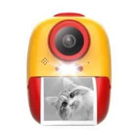 Fotovideocamera digitale per bambini, THD Pixel D10M, stampante termica, risoluzione 24 megapixel, fotocamera selfie, giallo