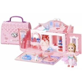 Casa delle bambole con borsa portatile e bambola inclusa "SOLTOY® Cabin Dream House"