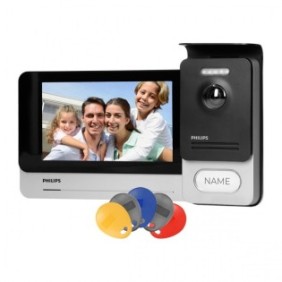 Kit videocitofono Philips WelcomeEye Touch, Orno, 7 pollici, LCD, vivavoce, menu OSD, Nero/Argento
