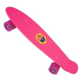 Penny Board con ruote in silicone e luci LED, 55 cm, rosa, Toyska®