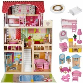 Casa delle bambole, Kruzzel, Legno, 29x59x90cm, 3 anni+, Multicolor