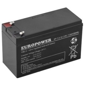Batteria universale, EuroPower, Serie EP, 12V, 7,2Ah, Durata 6-9 anni, Nera