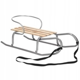 Slitta in metallo e legno, Springos, per bambini con sedile, con schienale, 90 x 34 x 22 cm, Grigio