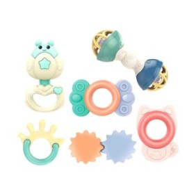 Set di 6 giocattoli per la dentizione, sonagli per neonati, suoni interattivi, scatola portaoggetti, 20x16x7 cm, + 0 mesi, Utility One