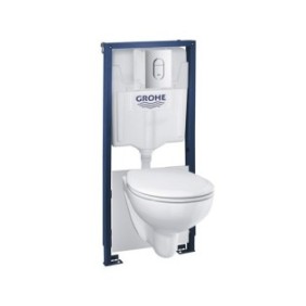 Grohe WC Set 5 in 1 Solido, Vaso WC sospeso, Serbatoio da Incasso, Coperchio WC e Sportello Attuatore, Bianco