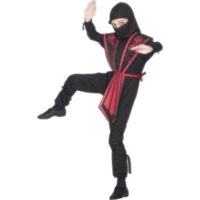 Costume rosso da Ninja per bambini 8 - 10 anni