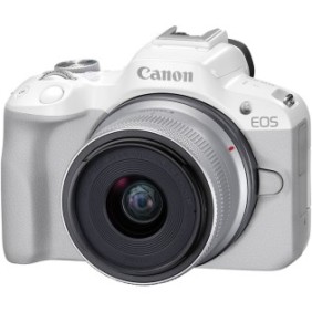 Fotocamera mirrorless Canon EOS R50, 24,2 MP, 4K + obiettivo 18-45 mm, bianco