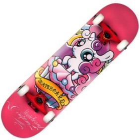 Skateboard Action One ABEC-7, alluminio, 80 x 20 cm, rosa, Girly Unicorn