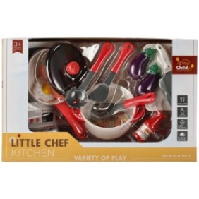 Set 8 pezzi, cucina per bambini, Little Chef, plastica, multicolore