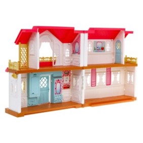 Casa delle bambole pieghevole con figurine, 3+, Plastica, Multicolor