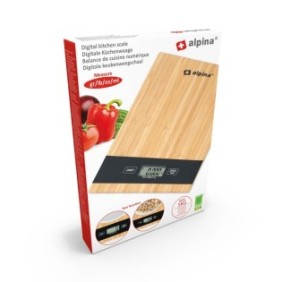 Bilancia da cucina digitale, bambù, massimo 5 kg