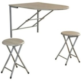 Set tavolo con due sedie Unique Spot, Napoli, rovere bianco, 84x60 cm