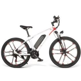 Bicicletta elettrica Samebike MY-SM26 Cruiser, 350W, 48V, 8 Ah, 32 km/h, autonomia massima 80 km, Bianco