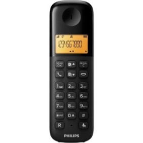 Telefono fisso cordless Philips D160 DUO, ID chiamante, altoparlanti, Nero