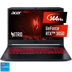 Laptop da gioco Acer Nitro 5 AN515-57 con processori Intel® Core™ i5-11400H fino a 4,50 GHz, 15,6", Full HD, IPS, 144 Hz, 16 GB DDR4, 1 TB SSD, NVIDIA® GeForce RTX ™ 3050 4 GB GDDR6 , Nessun sistema operativo, nero